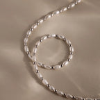 Beaded Pearl Necklace Silver 18K Gold Plated