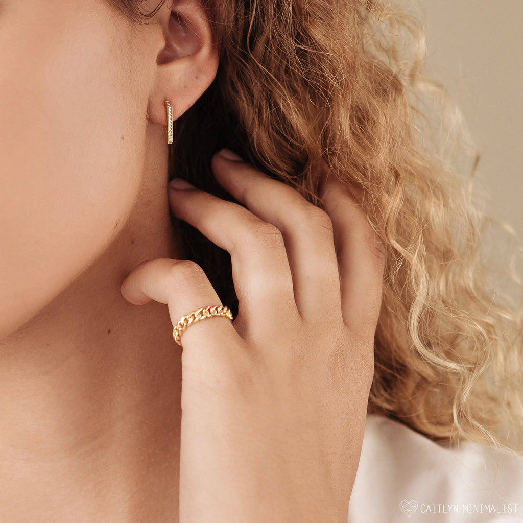 Curb Chain Ring Silver 18K Gold Plated