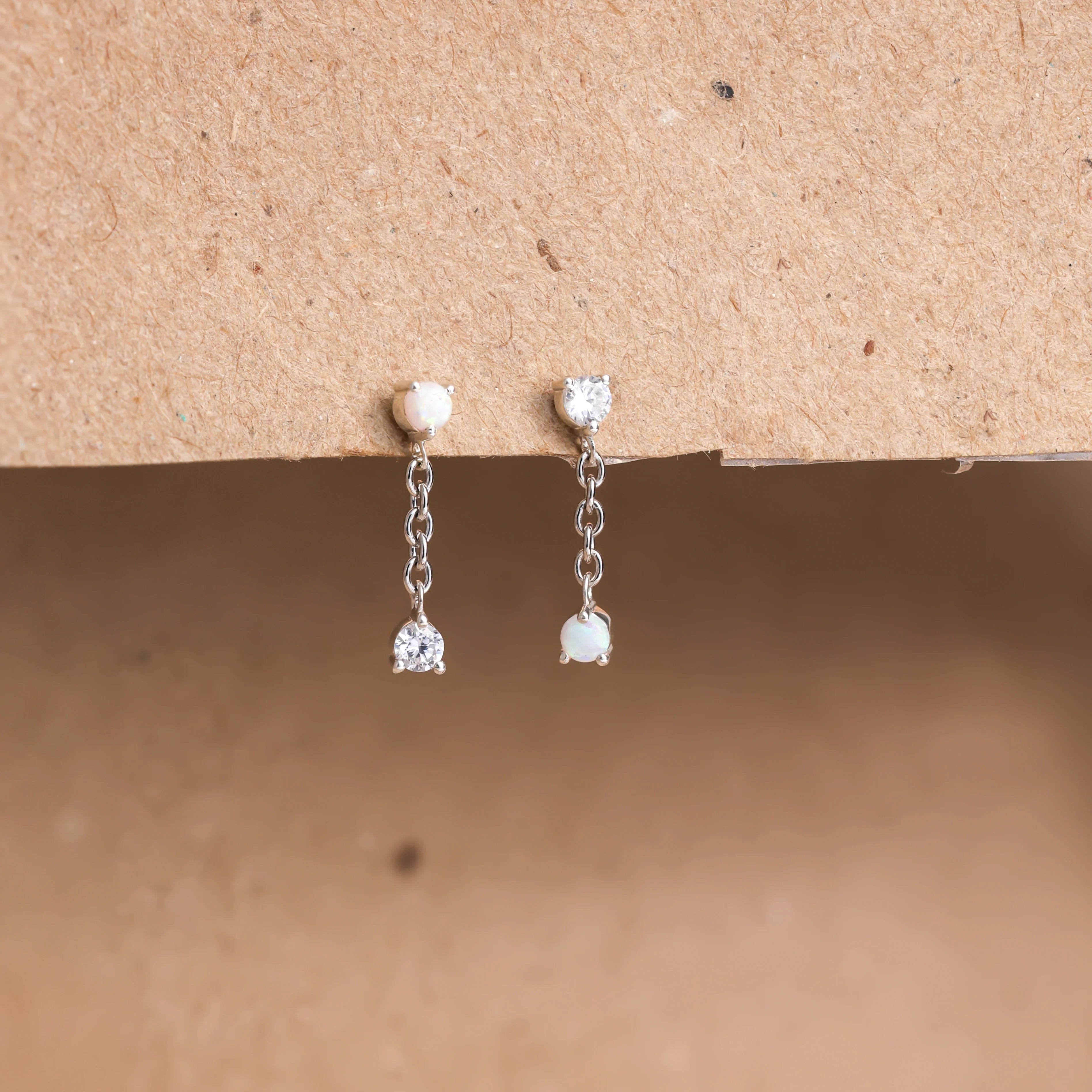 Opal Drop Stud Earrings