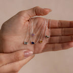 Custom Cut Birthstone Necklace Silver 18K Gold Plated