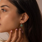 Jade Dome Drop Earrings Silver 18K Gold Plated