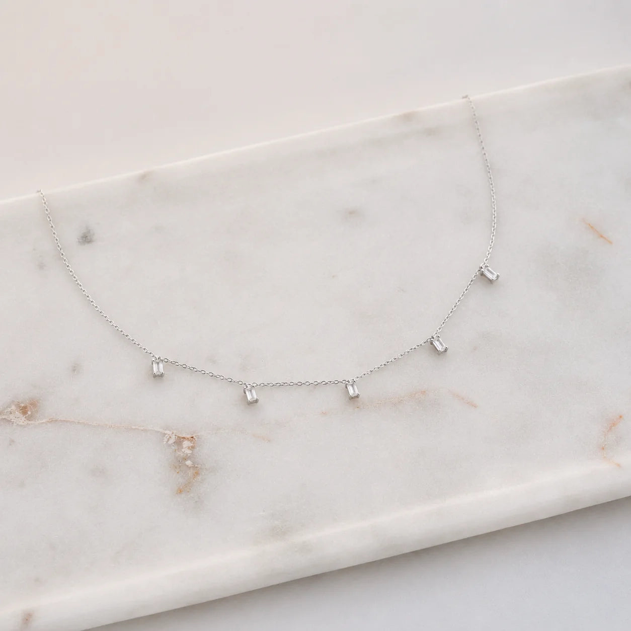Baguette Station Necklace
