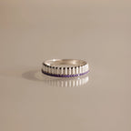 Ribbed Amethyst Stack Ring Silver 18K Gold Plated