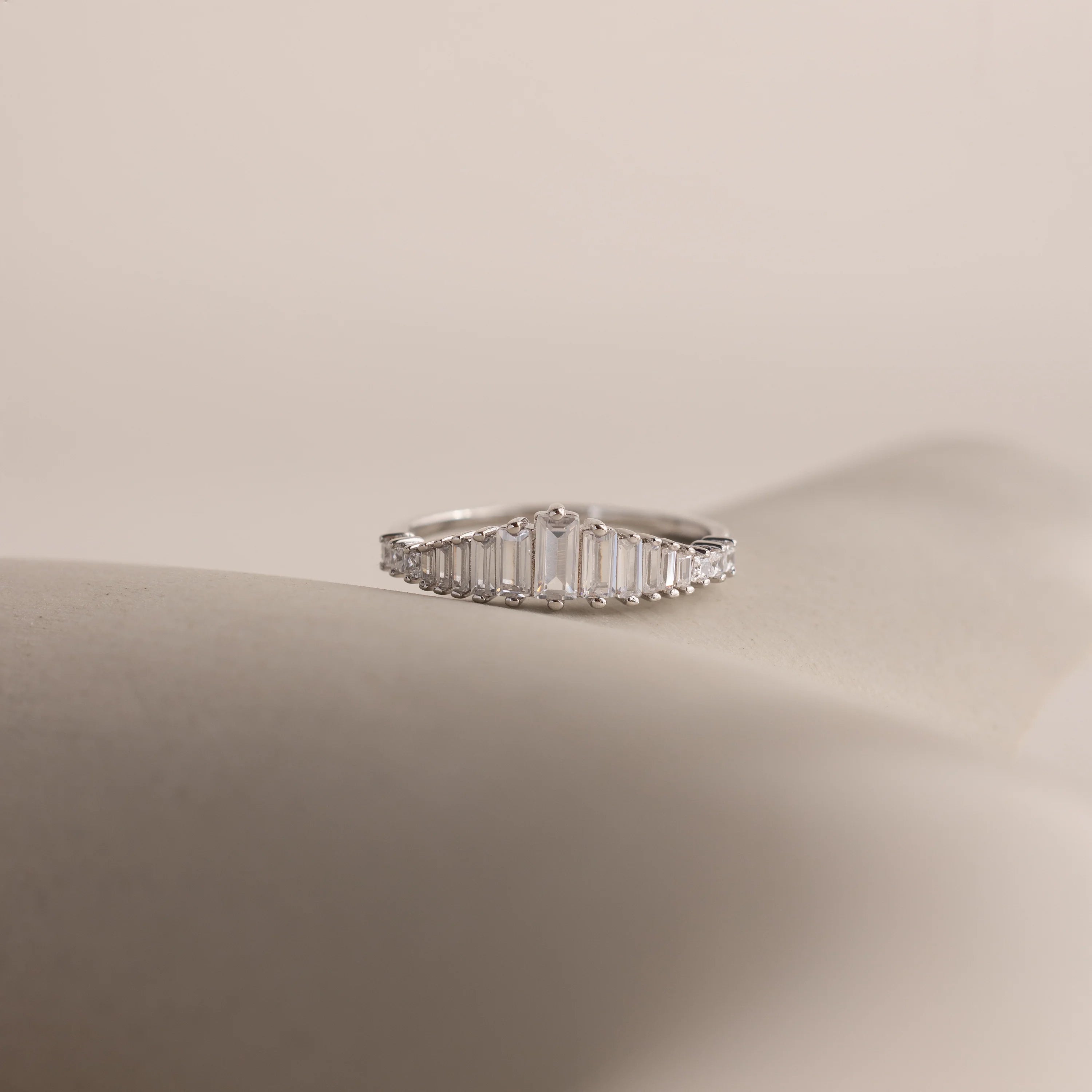 Art Deco Diamond Ring Silver 18K Gold Plated