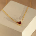 Heart Birthstone Necklace Silver 18K Gold Plated