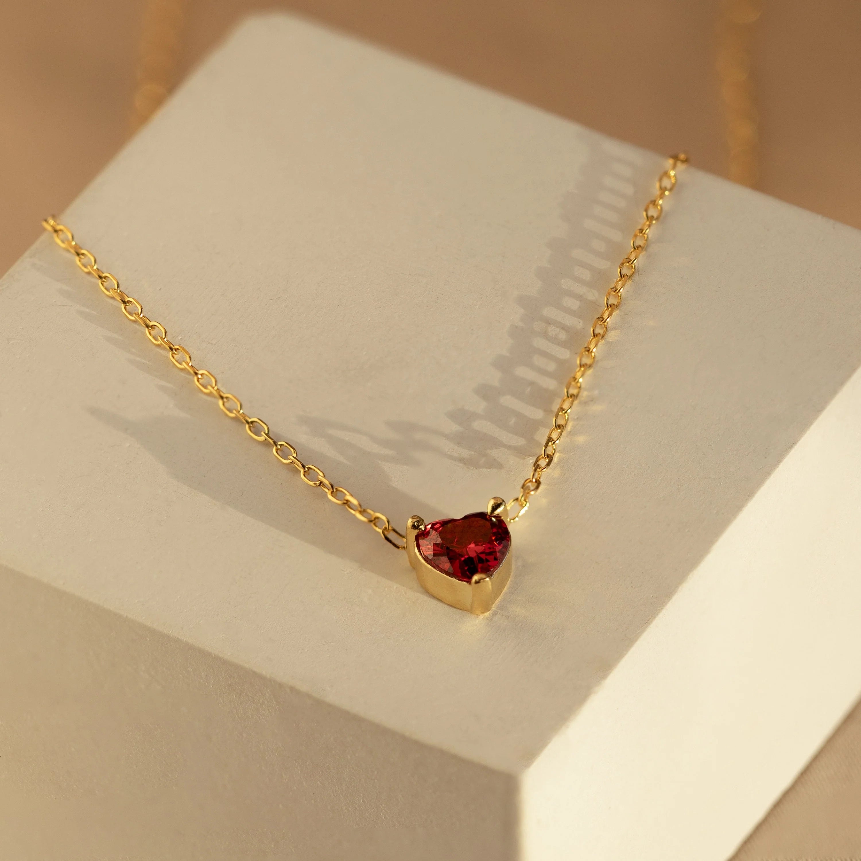 Heart Birthstone Necklace Silver 18K Gold Plated
