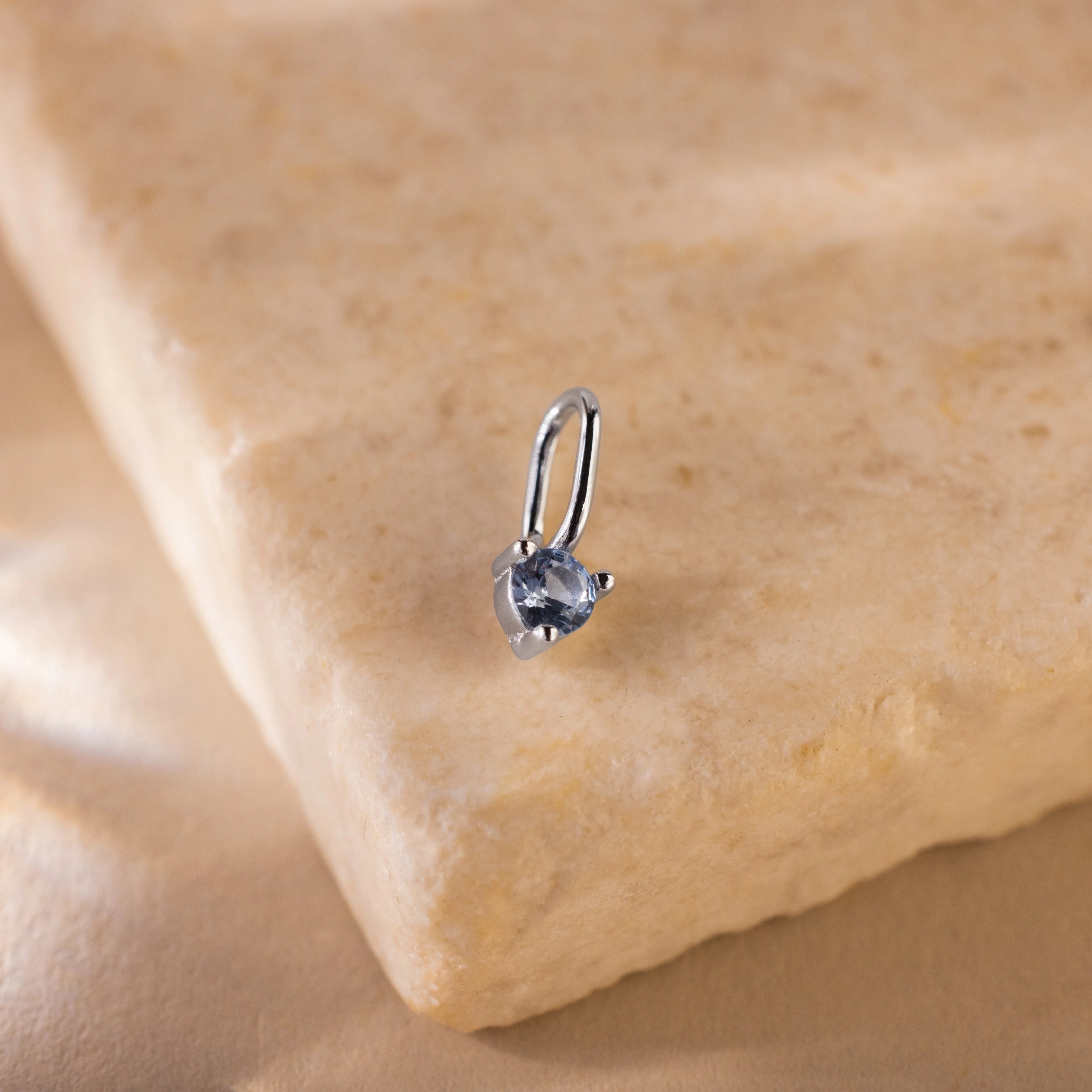 Dainty Aquamarine Charm Silver 18K Gold Plated