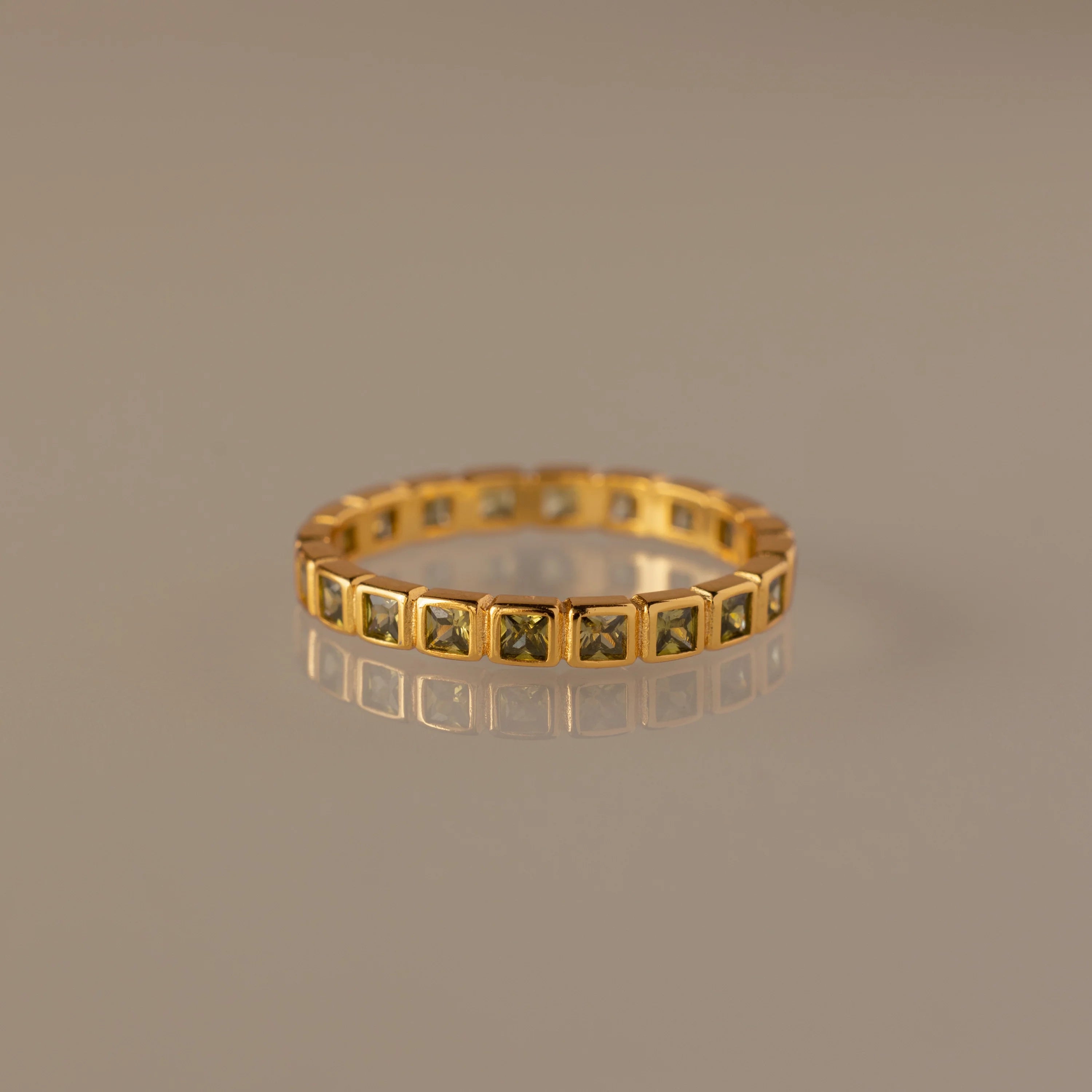 Eternity Bezel Peridot Ring Silver 18K Gold Plated