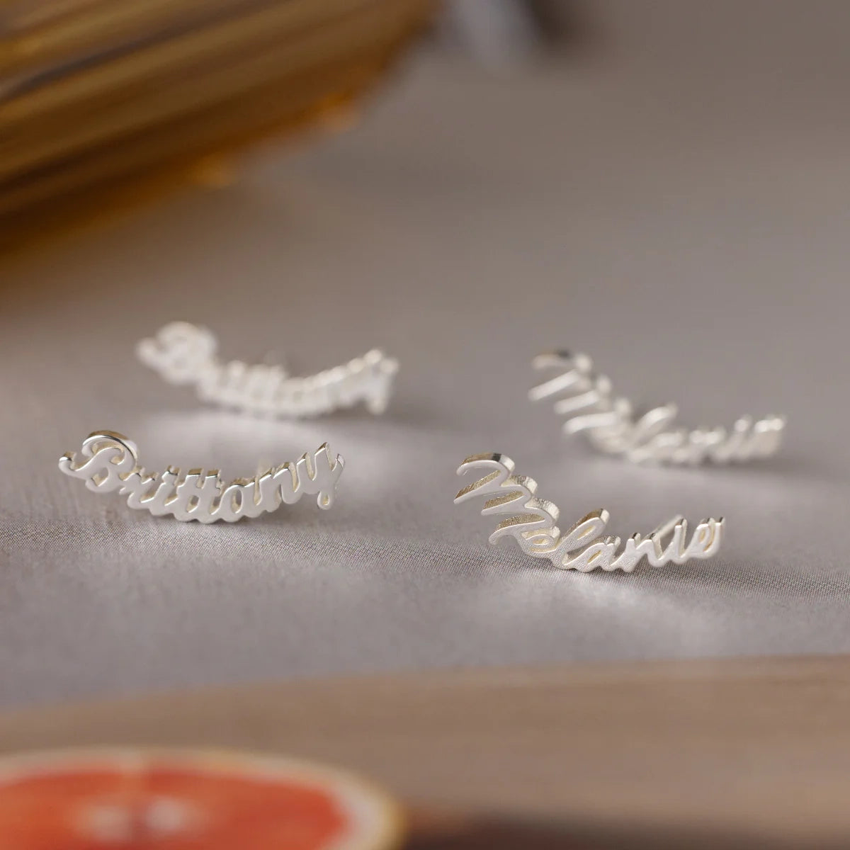 London Name Earrings Silver 18K Gold Plated