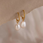 Twisted Pearl Hoops Silver 18K Gold Plated