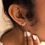 Dainty Opal Diamond Huggies Silver 18K Gold Plated
