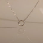 Cable Chain Circle Charm Necklace Silver 18K Gold Plated