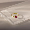 Teardrop Ruby & Pearl Ring Silver 18K Gold Plated
