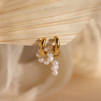 Mismatched Pearl Drop Hoops Silver 18K Gold Plated