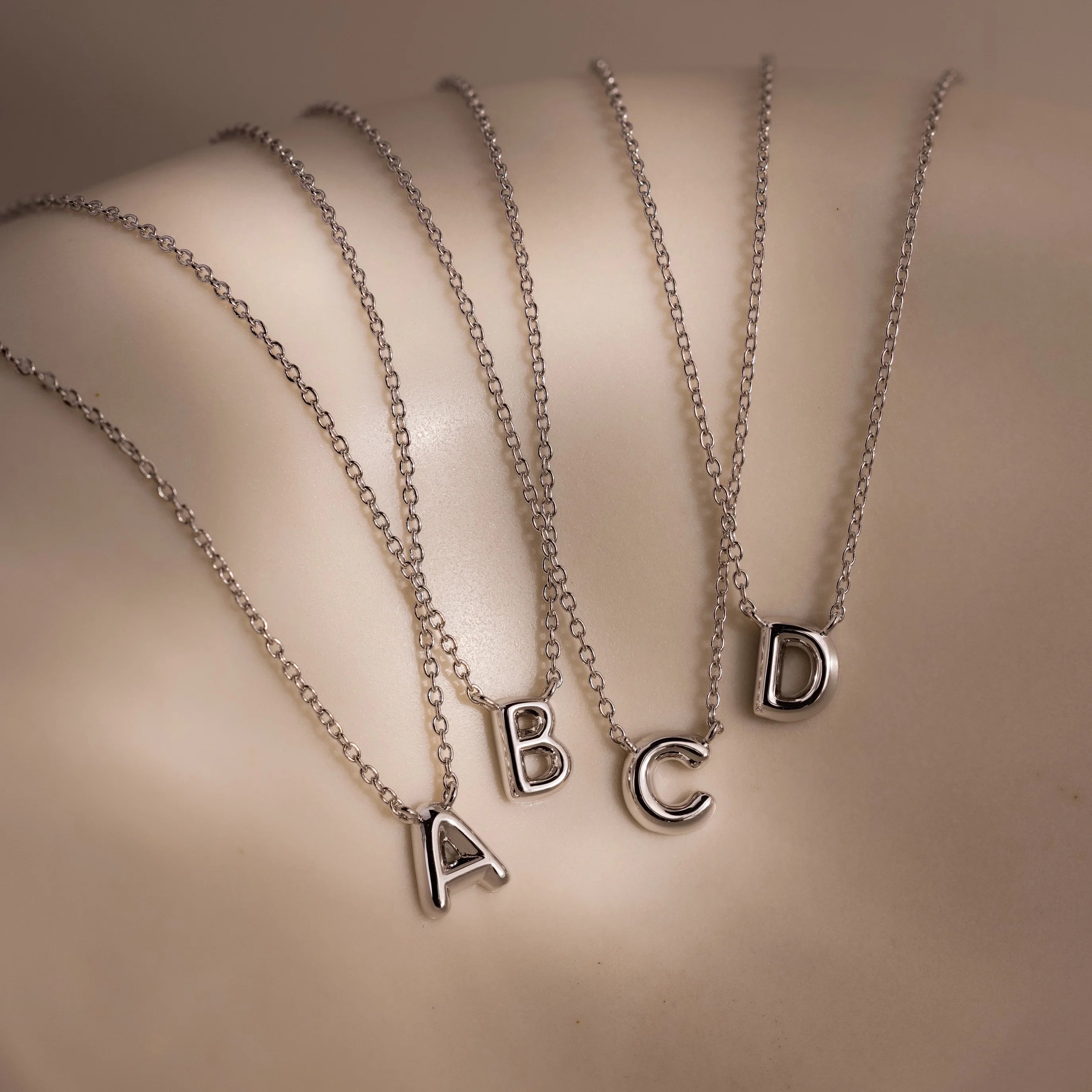 Dainty Bubble Letter Necklace Silver 18K Gold Plated