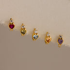 Pink Tourmaline Heart Hoops Silver 18K Gold Plated