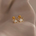 Opal Diamond Flatback Studs Silver 18K Gold Plated