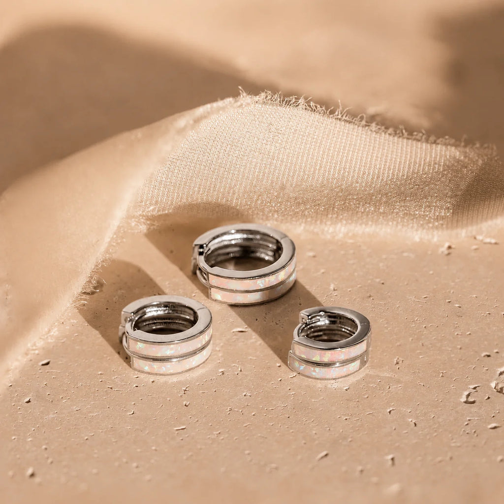 White Opal Inlay Huggies