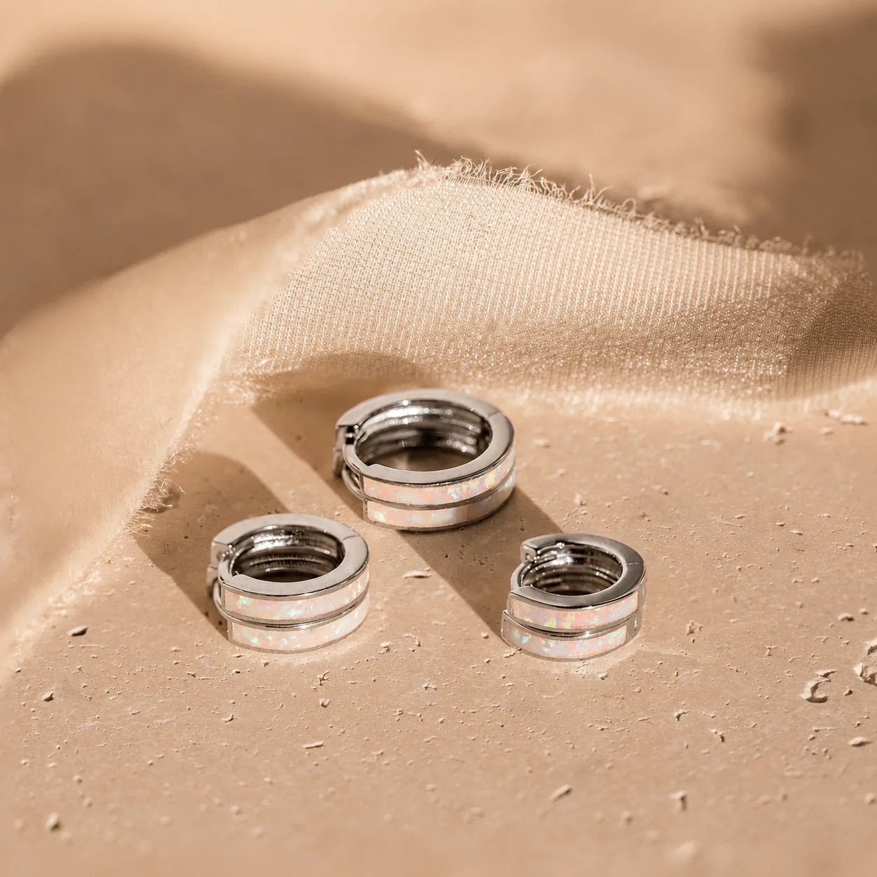 White Opal Inlay Huggies