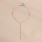 Mirror Chain Lariat Necklace Silver 18K Gold Plated