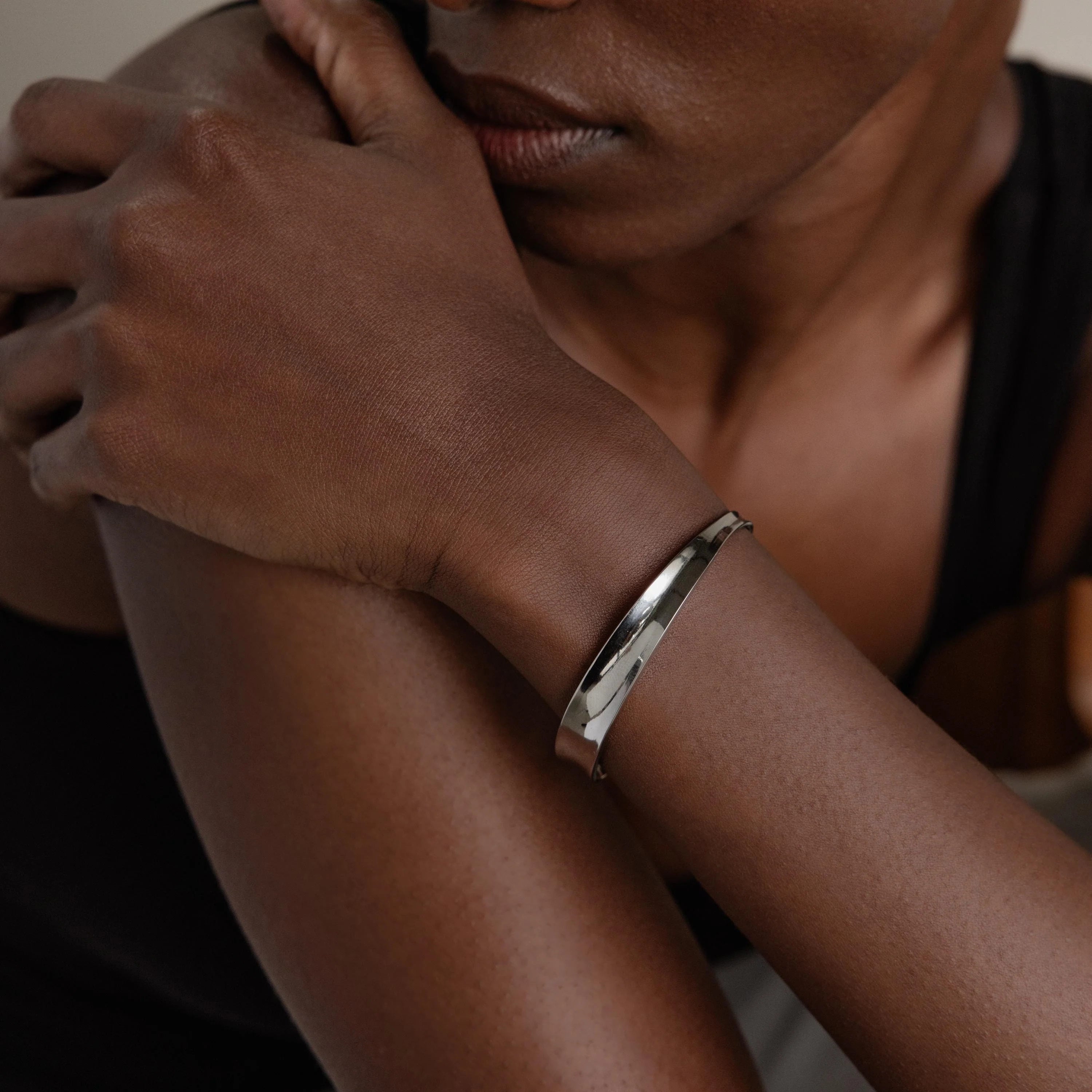 Dome Cuff Bracelet Silver 18K Gold Plated