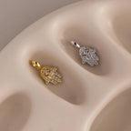 Pave Hamsa Hand Charm Silver 18K Gold Plated