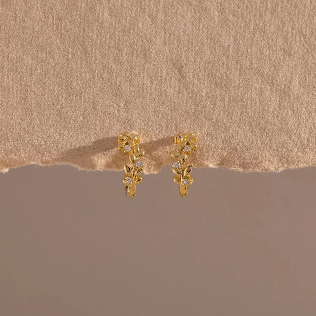 Dainty Diamond Leaf Hoops