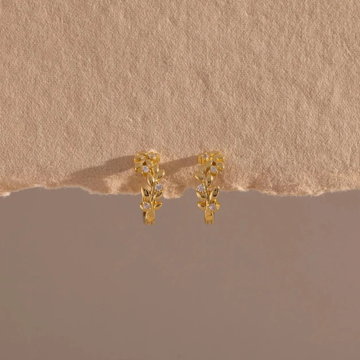 Dainty Diamond Leaf Hoops