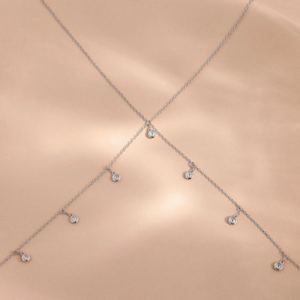 Diamond Station Body Chain Silver 18K Gold Plated