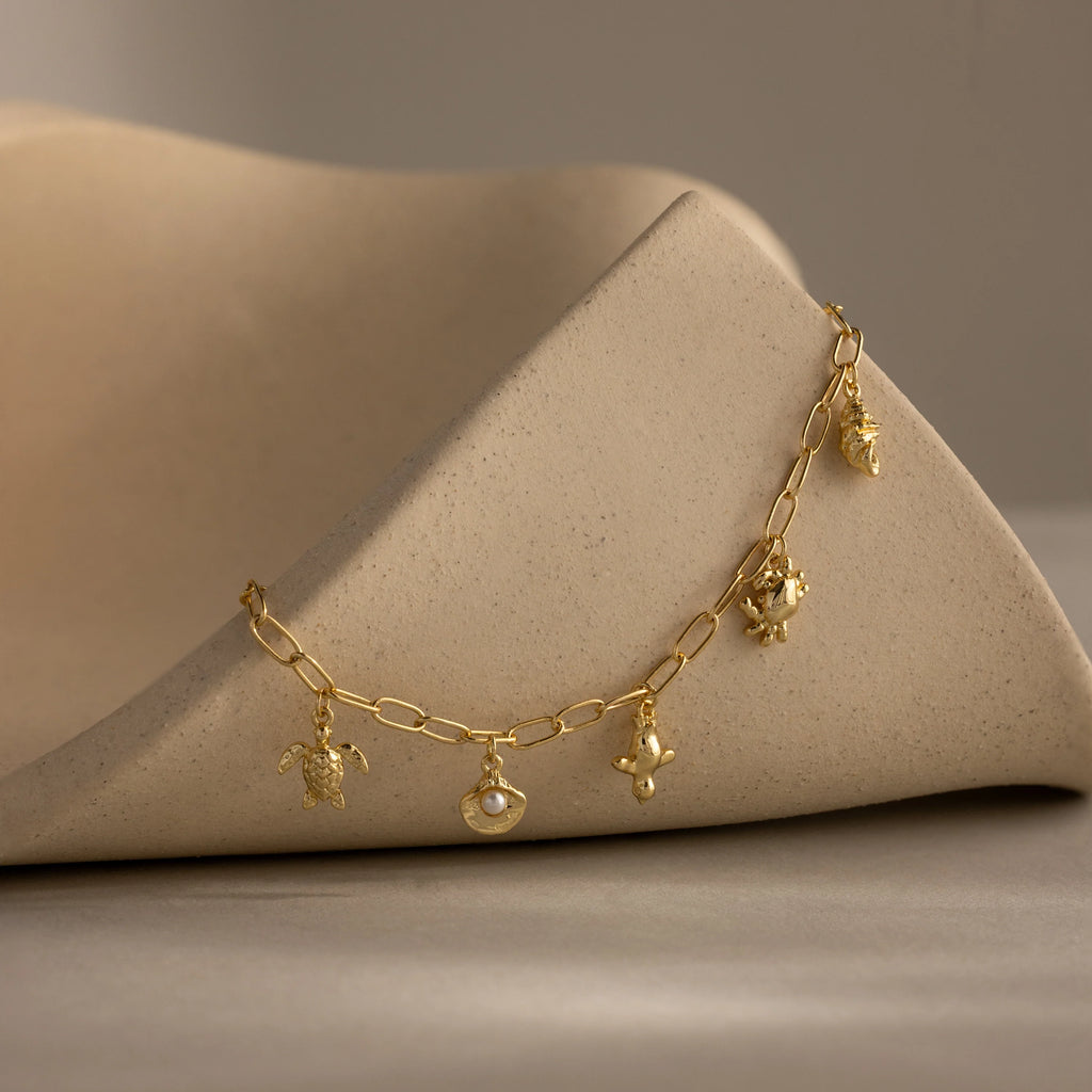 Seaside Charm Bracelet Silver 18K Gold Plated