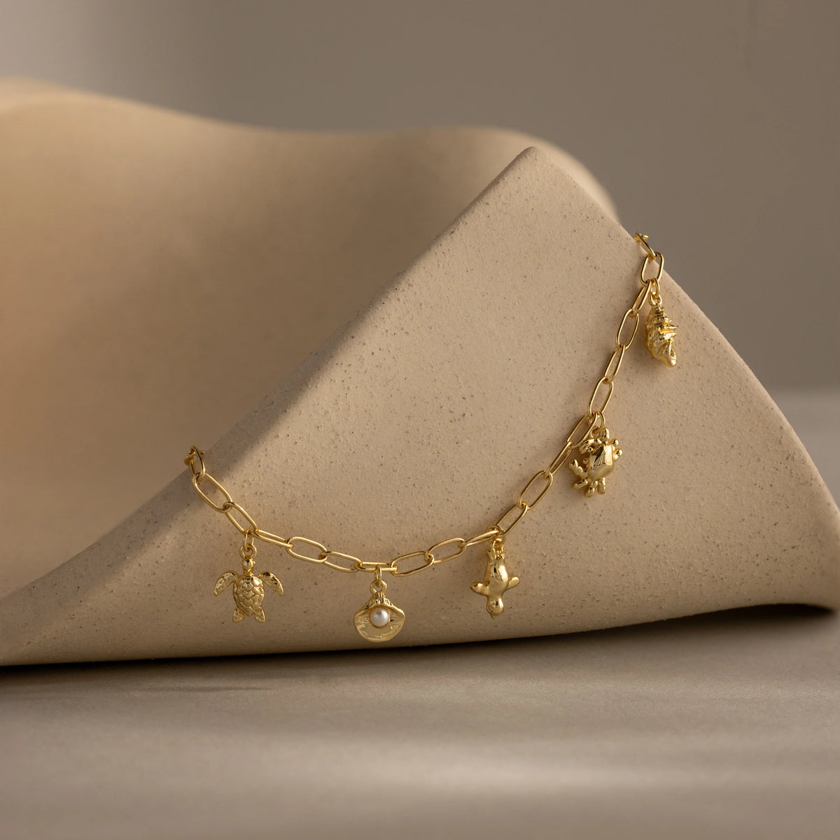 Seaside Charm Bracelet Silver 18K Gold Plated