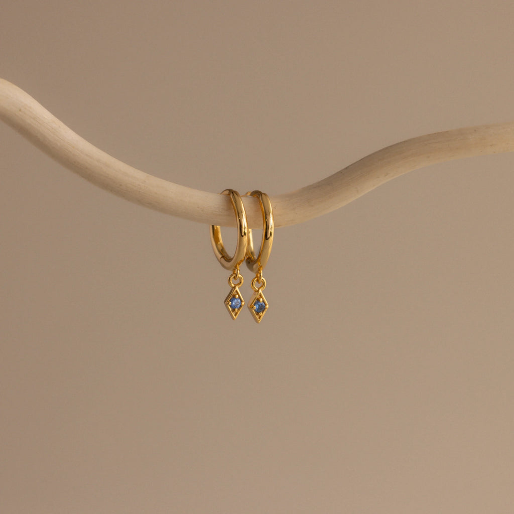 Blue Zircon Huggie Silver 18K Gold Plated