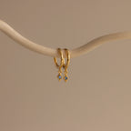 Blue Zircon Huggie Silver 18K Gold Plated