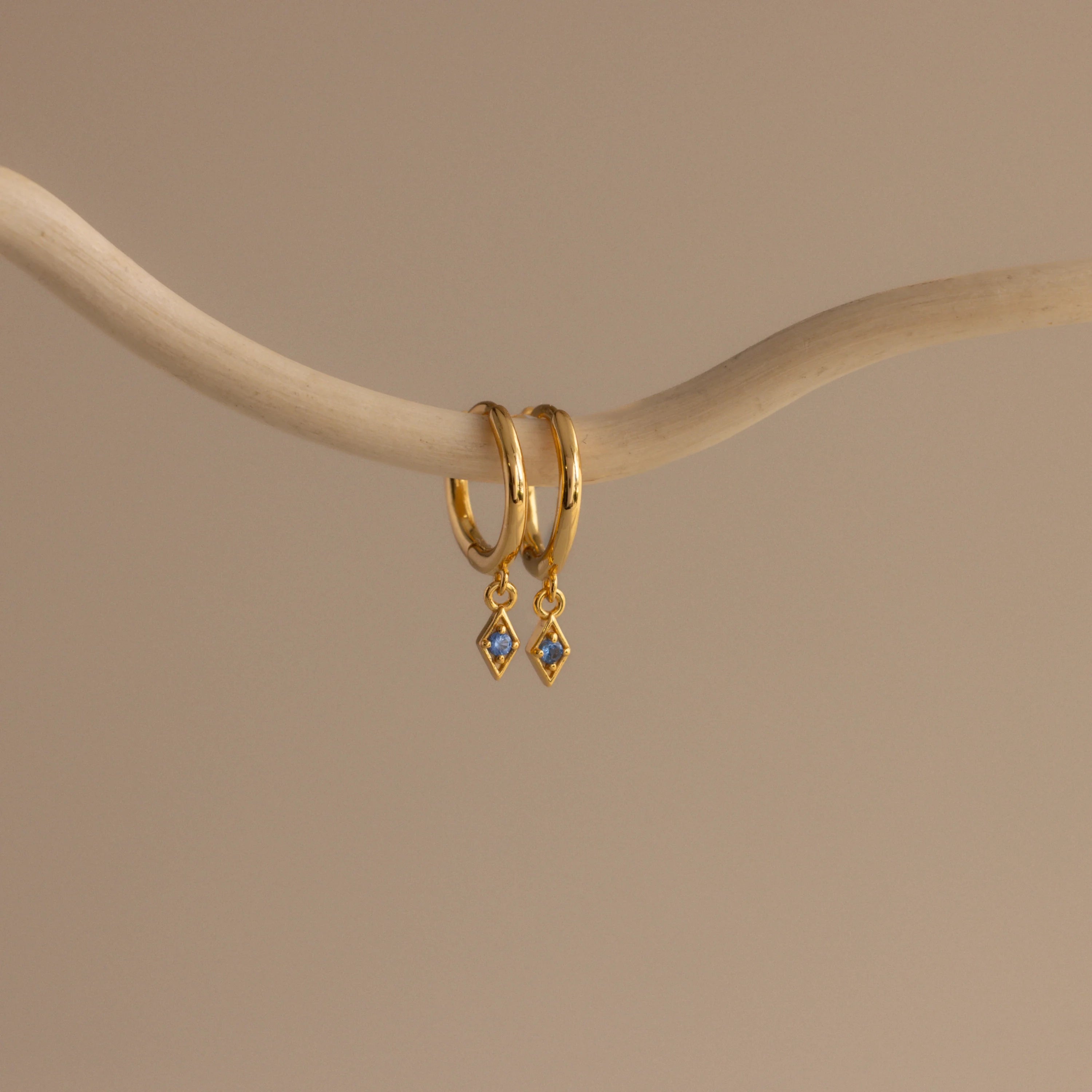 Blue Zircon Huggie Silver 18K Gold Plated