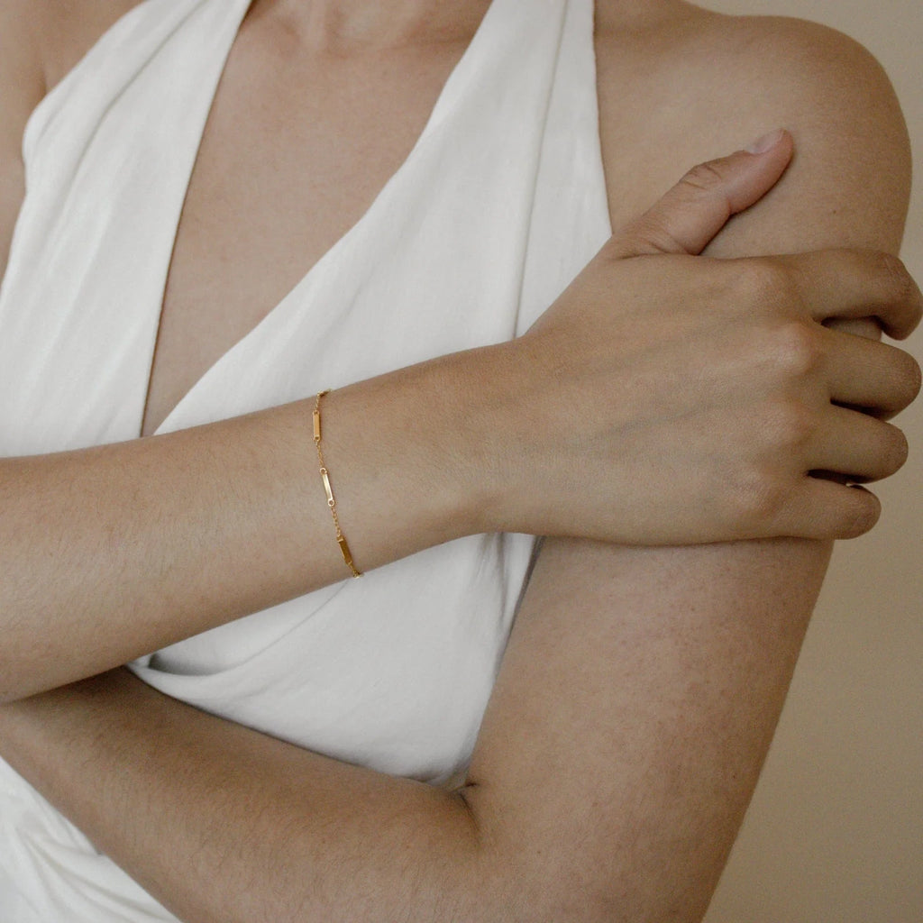 Abby Bar Link Bracelet Silver 18K Gold Plated