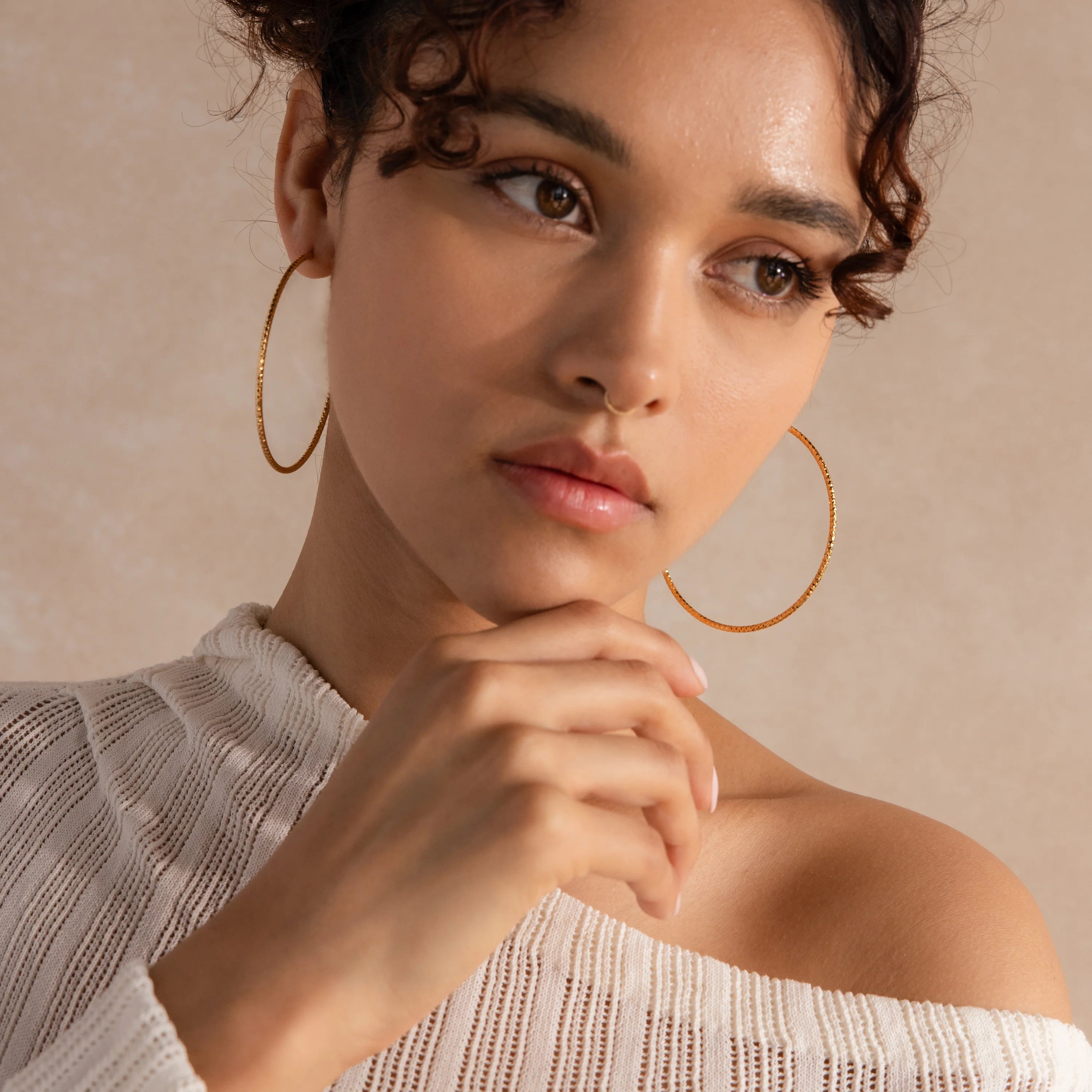 Large Sparkle Hoops Silver 18K Gold Plated
