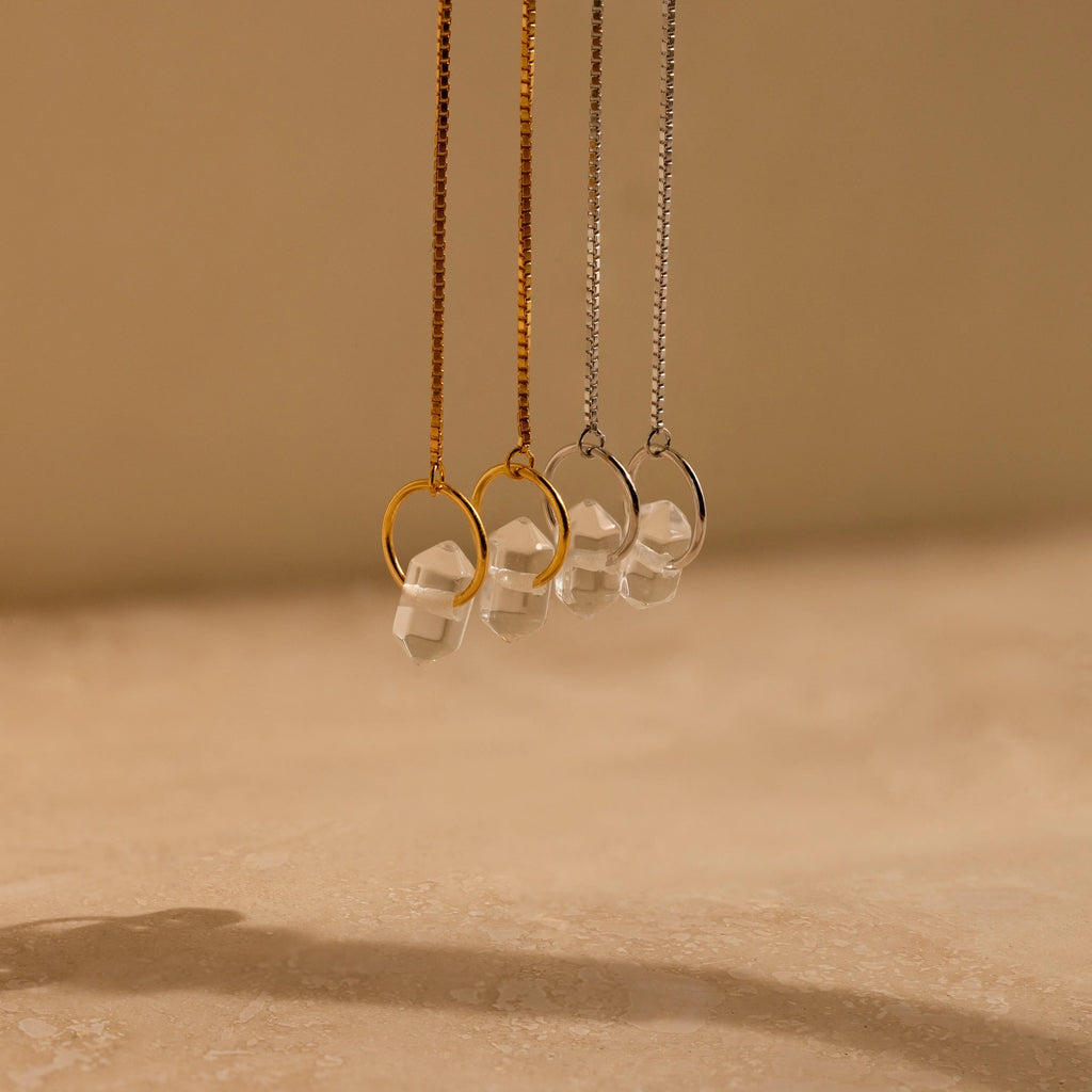 Herkimer Diamond Earrings Silver 18K Gold Plated