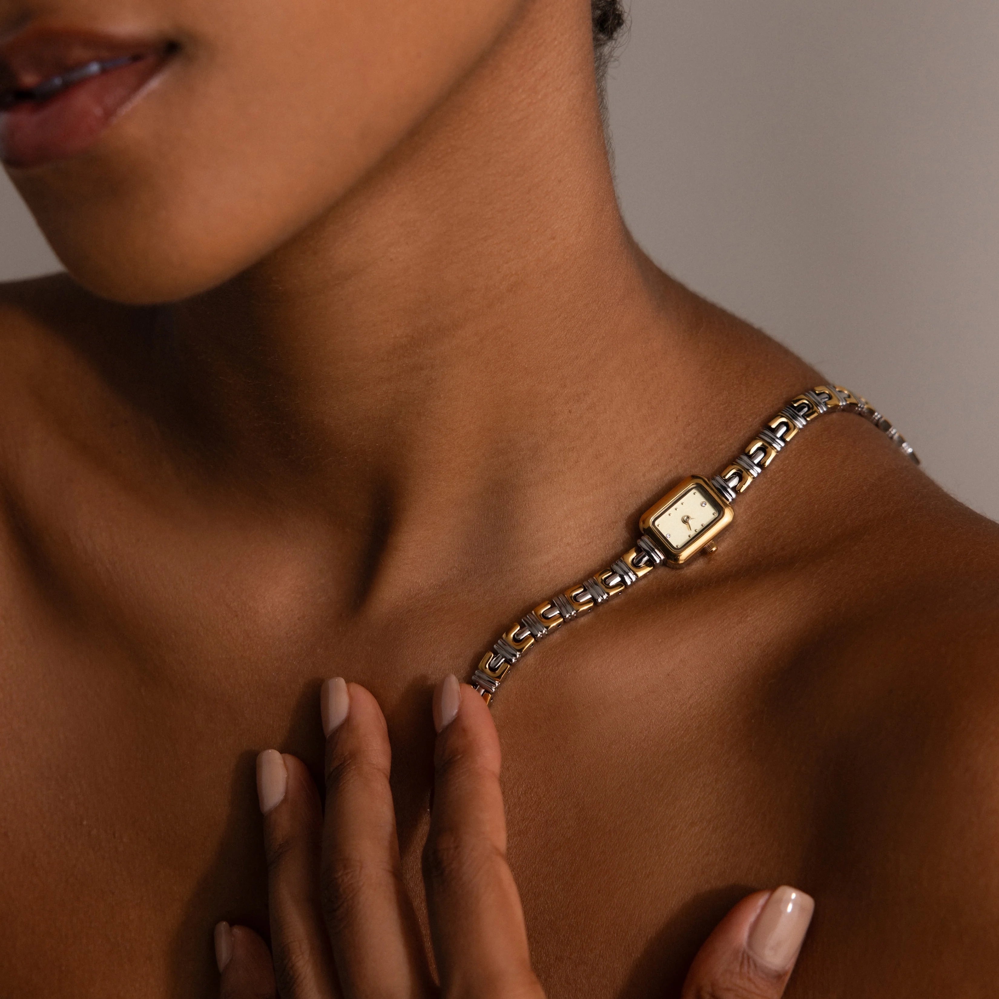 Azteca Link Timepiece in Mixed Metal Silver 18K Gold Plated