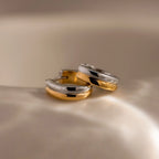 Dainty Mixed Metal Huggies Silver 18K Gold Plated