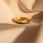 Pink Opal Inlay Band Silver 18K Gold Plated