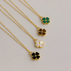 Mother of Pearl Clover Pendant Necklace Silver 18K Gold Plated