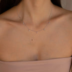 Marquise Station Necklace Silver 18K Gold Plated