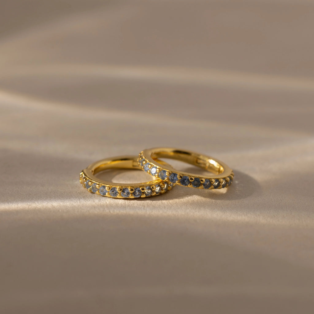 Aquamarine Clicker Huggies Silver 18K Gold Plated