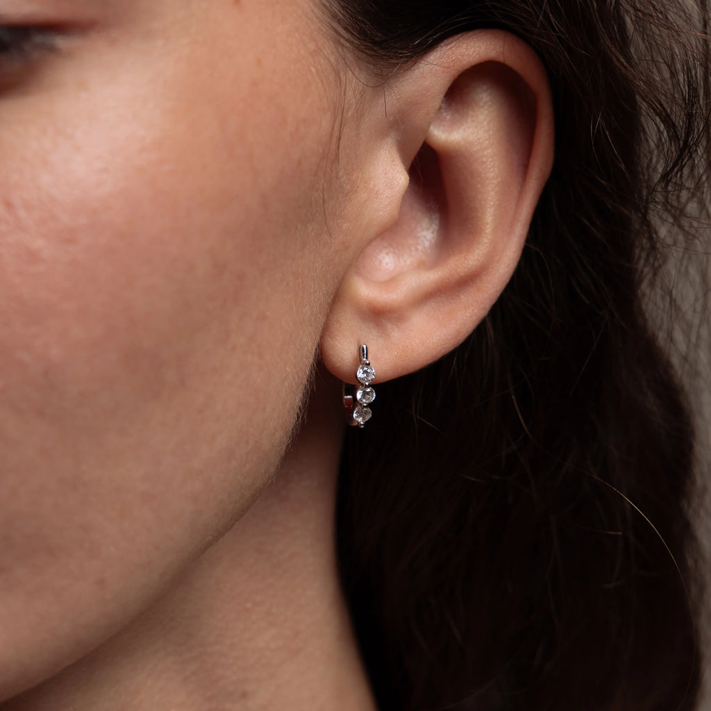 Lace Diamond Hoops Silver 18K Gold Plated