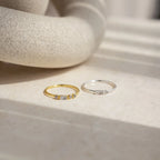 Initial Diamond Baguette Ring Silver 18K Gold Plated