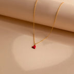 Little Red Heart Necklace  Silver 18K Gold Plated