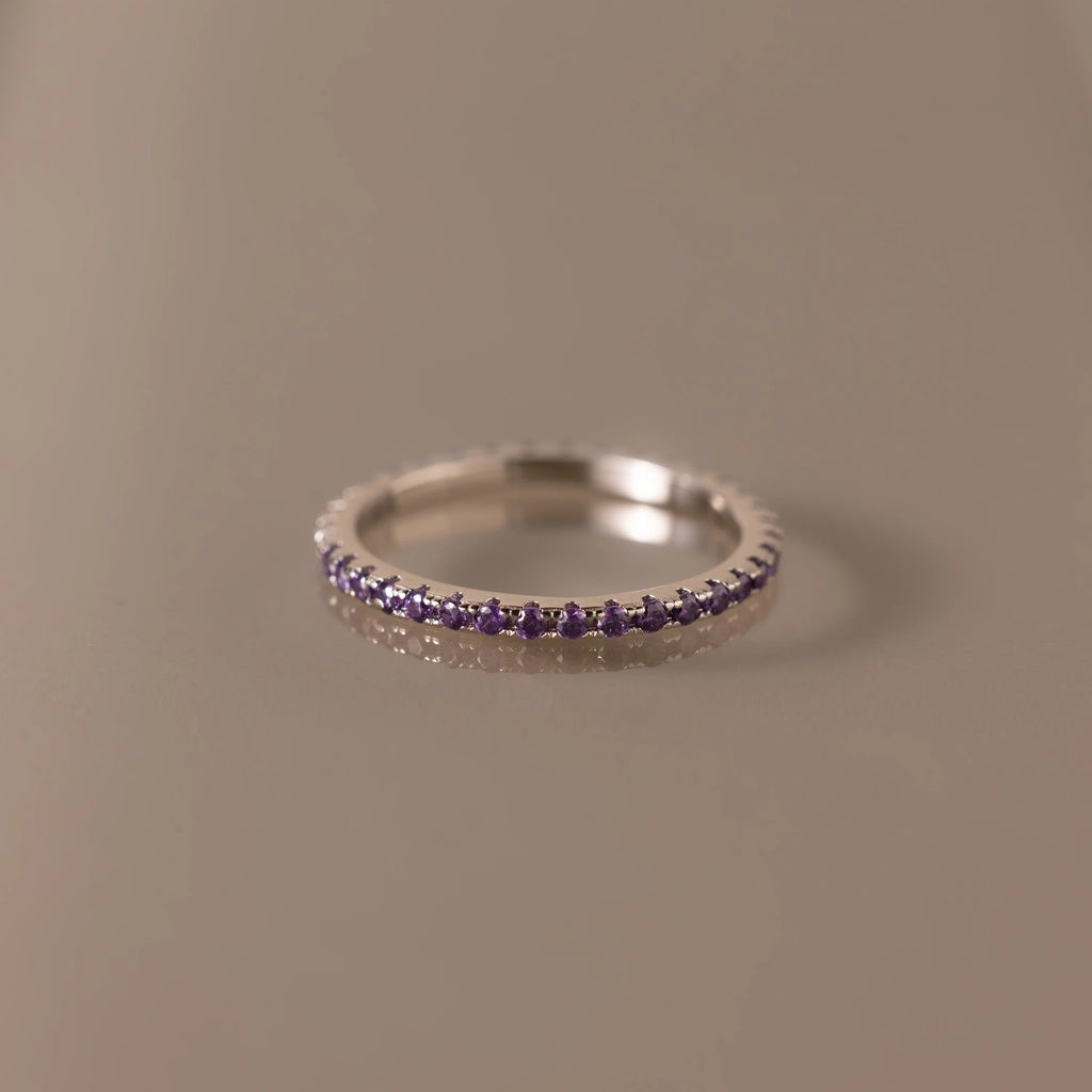 Amethyst Eternity Ring Silver 18K Gold Plated