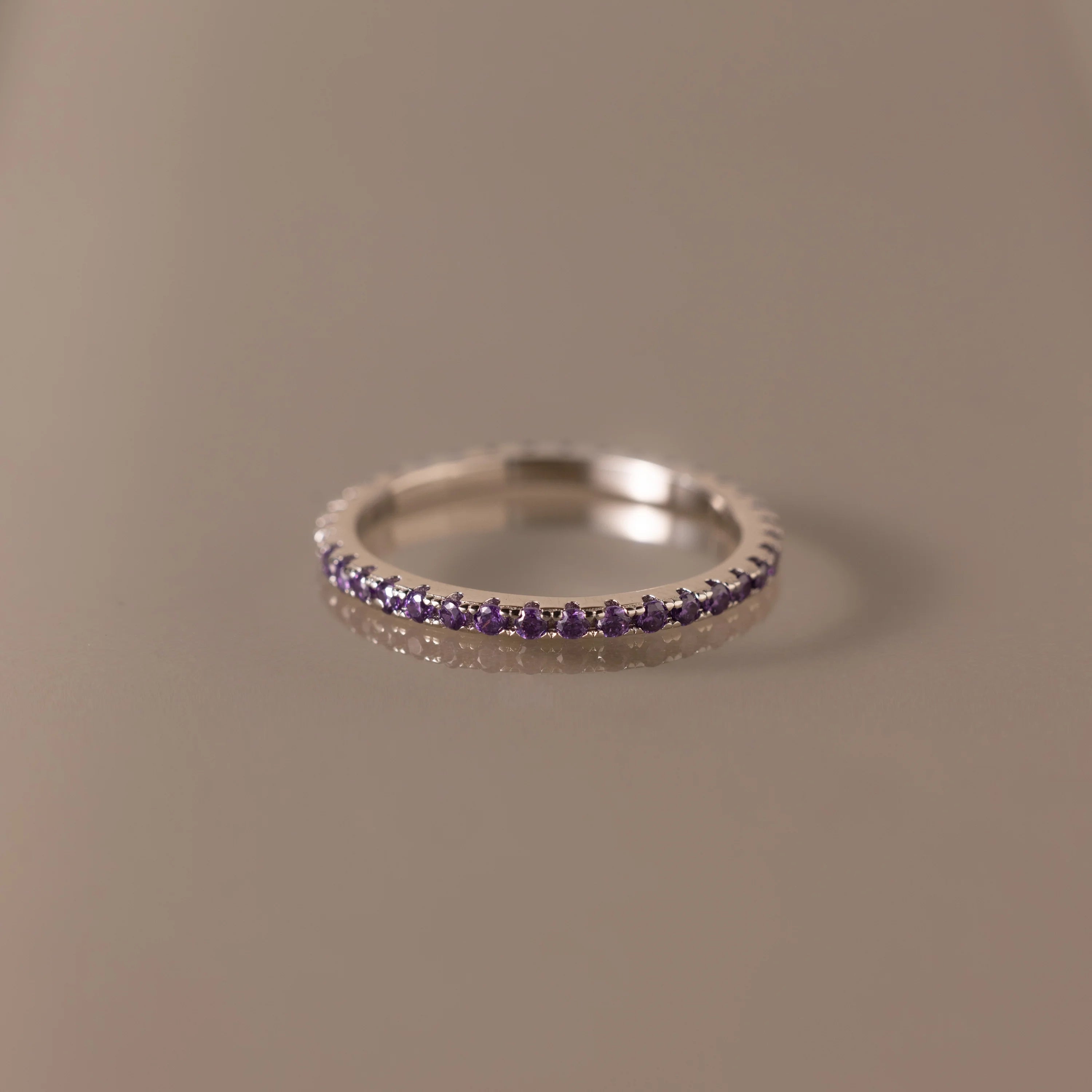 Amethyst Eternity Ring Silver 18K Gold Plated