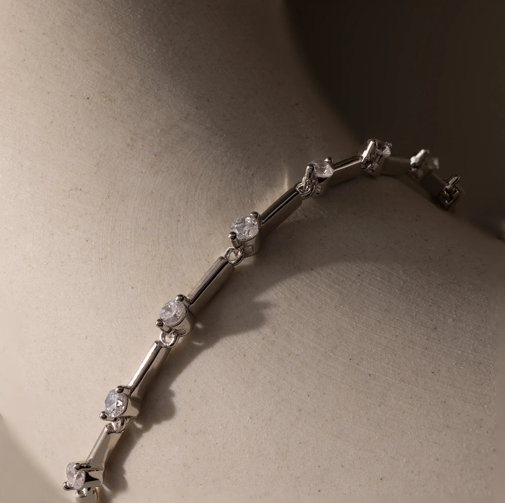 Sprinkle Diamond Tennis Bracelet Silver 18K Gold Plated
