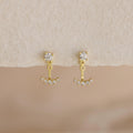 Round Diamond Ear Jackets Silver 18K Gold Plated